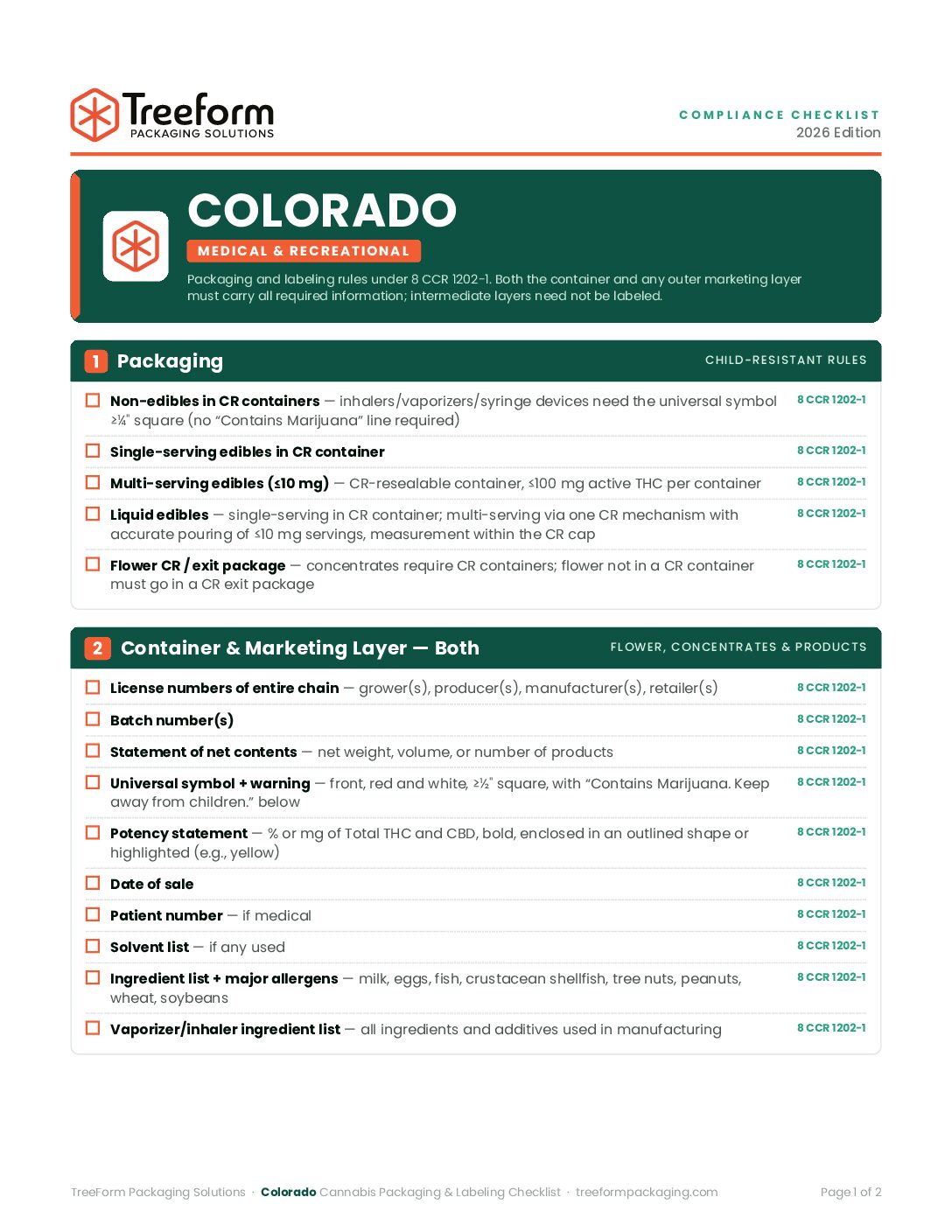 Colorado – Packaging Requirements