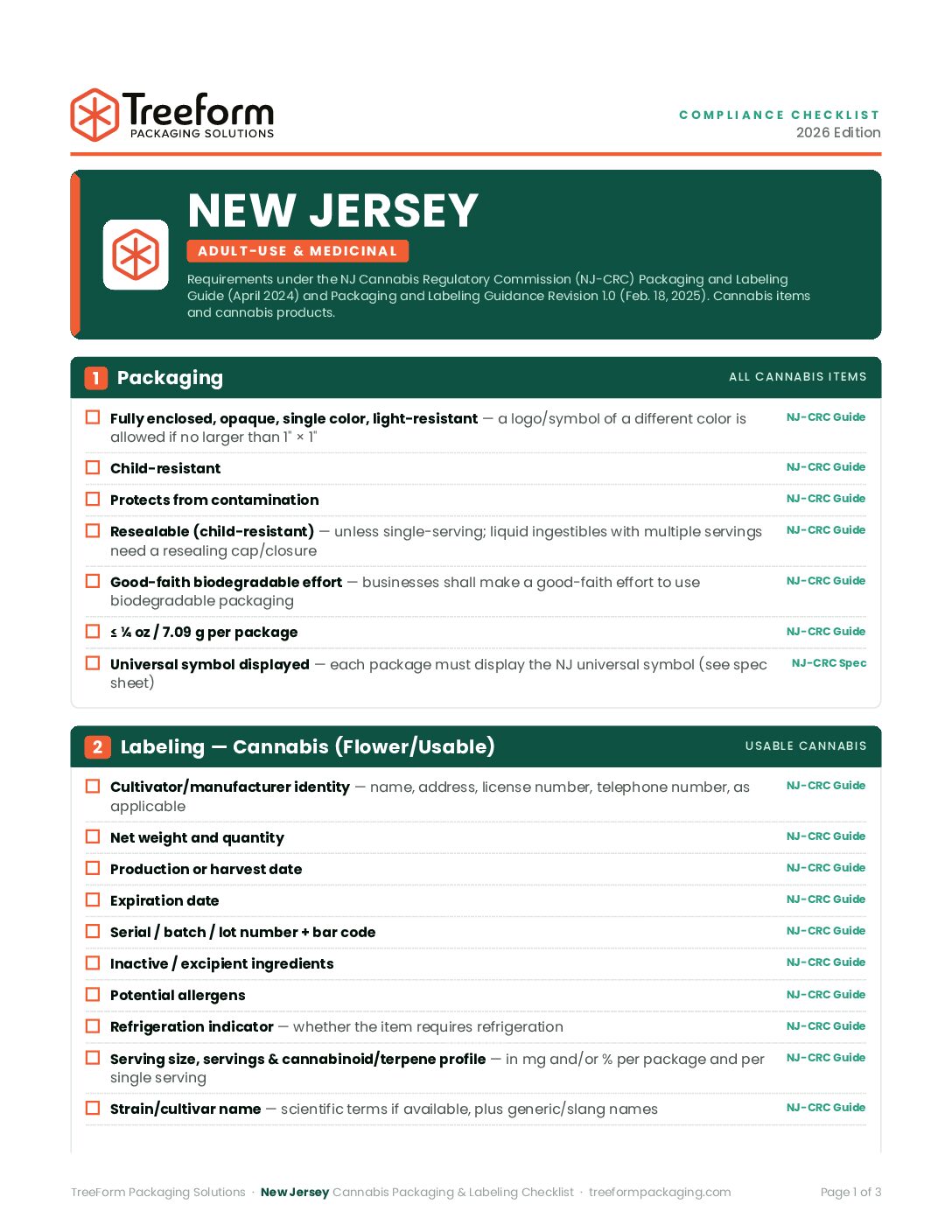 New Jersey – Packaging Requirements